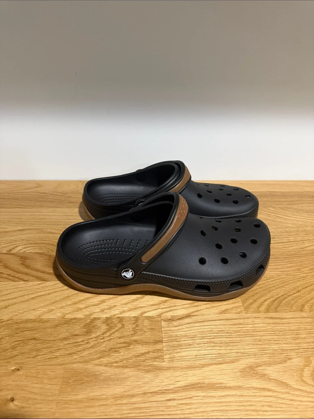 CROCS Men's Slip-On Clogs in black with Brown Strap
